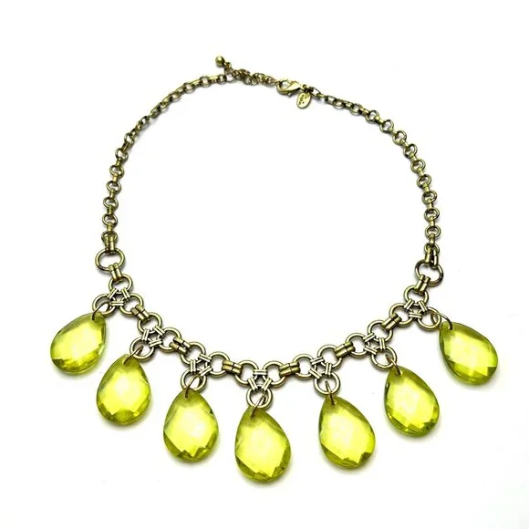 Lia Sophia Statement Bib Necklace with Lime Faceted Crystal Drops — Y2K EUC - Picture 4 of 8